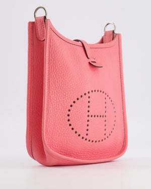 Hermès Mini Evelyne Bag in Rose Mexico Clemence Leather with Palladium Hardware