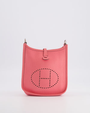 Hermès Mini Evelyne Bag in Rose Mexico Clemence Leather with Palladium Hardware