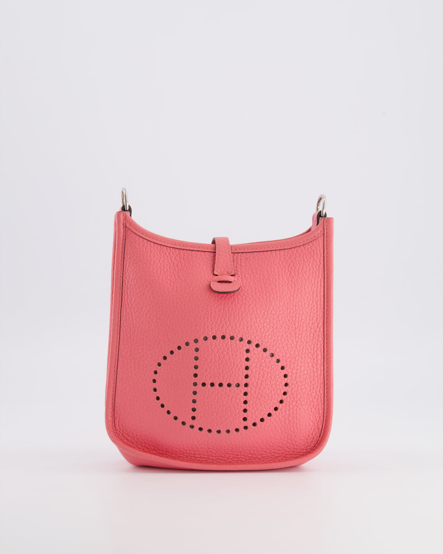 Hermès Mini Evelyne Bag in Rose Mexico Clemence Leather with Palladium Hardware