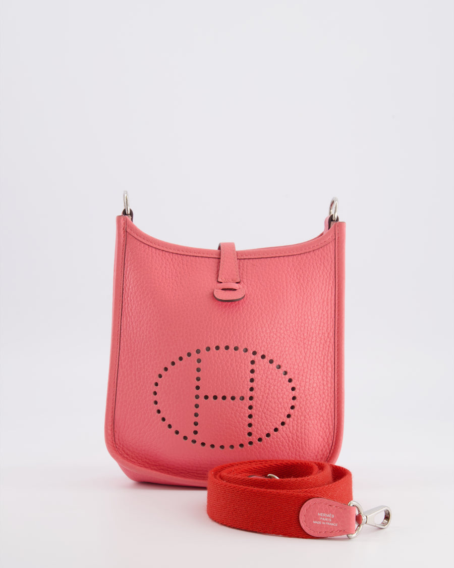Hermès Mini Evelyne Bag in Rose Mexico Clemence Leather with Palladium Hardware