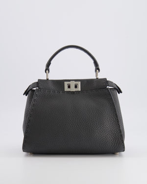 Fendi Dark Grey Small Peekaboo Leather Bag with Silver Hardware RRP £4,000