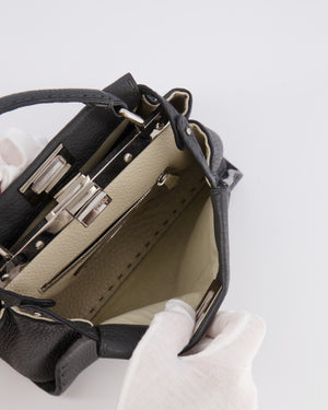 Fendi Dark Grey Small Peekaboo Leather Bag with Silver Hardware RRP £4,000