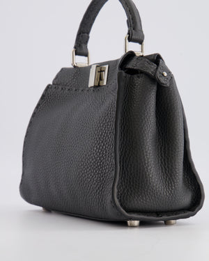 Fendi Dark Grey Small Peekaboo Leather Bag with Silver Hardware RRP £4,000