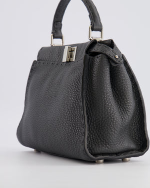 Fendi Dark Grey Small Peekaboo Leather Bag with Silver Hardware RRP £4,000