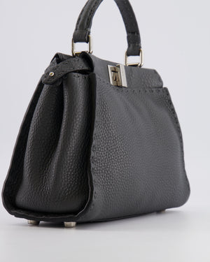 Fendi Dark Grey Small Peekaboo Leather Bag with Silver Hardware RRP £4,000
