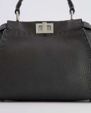 Fendi Dark Grey Small Peekaboo Leather Bag with Silver Hardware RRP £4,000