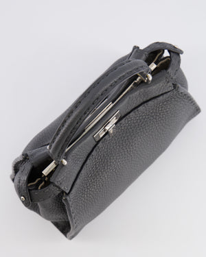 Fendi Dark Grey Small Peekaboo Leather Bag with Silver Hardware RRP £4,000