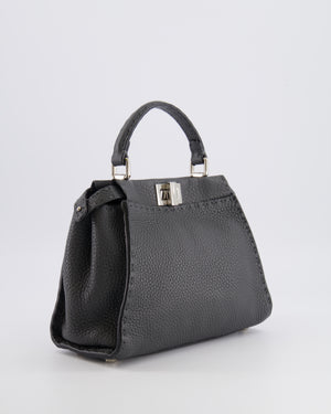 Fendi Dark Grey Small Peekaboo Leather Bag with Silver Hardware RRP £4,000