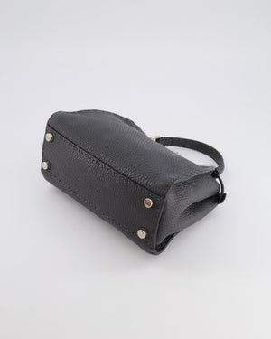 Fendi Dark Grey Small Peekaboo Leather Bag with Silver Hardware RRP £4,000