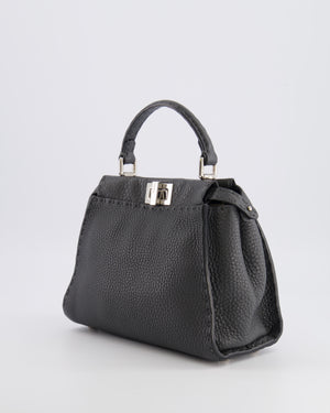 Fendi Dark Grey Small Peekaboo Leather Bag with Silver Hardware RRP £4,000