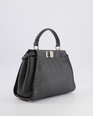 Fendi Dark Grey Small Peekaboo Leather Bag with Silver Hardware RRP £4,000