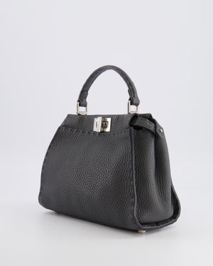 Fendi Dark Grey Small Peekaboo Leather Bag with Silver Hardware RRP £4,000