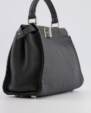 Fendi Dark Grey Small Peekaboo Leather Bag with Silver Hardware RRP £4,000
