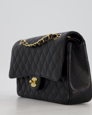Chanel Black Medium Classic Double Flap Bag in Caviar Leather with Gold Hardware