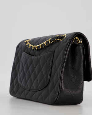 Chanel Black Medium Classic Double Flap Bag in Caviar Leather with Gold Hardware