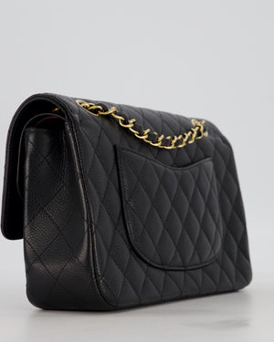 Chanel Black Medium Classic Double Flap Bag in Caviar Leather with Gold Hardware