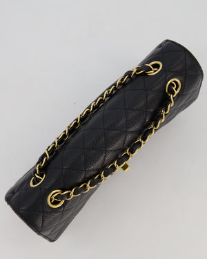 Chanel Black Medium Classic Double Flap Bag in Caviar Leather with Gold Hardware