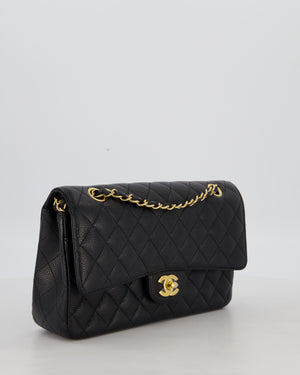 Chanel Black Medium Classic Double Flap Bag in Caviar Leather with Gold Hardware
