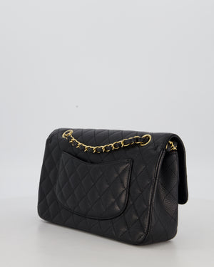 Chanel Black Medium Classic Double Flap Bag in Caviar Leather with Gold Hardware