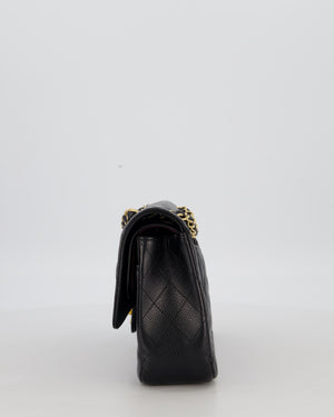 Chanel Black Medium Classic Double Flap Bag in Caviar Leather with Gold Hardware