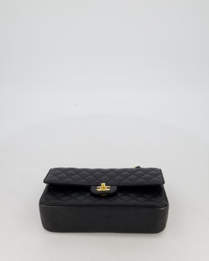Chanel Black Medium Classic Double Flap Bag in Caviar Leather with Gold Hardware