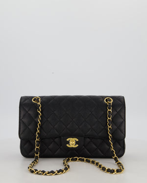 Chanel Black Medium Classic Double Flap Bag in Caviar Leather with Gold Hardware