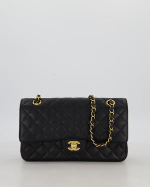 Chanel Black Medium Classic Double Flap Bag in Caviar Leather with Gold Hardware