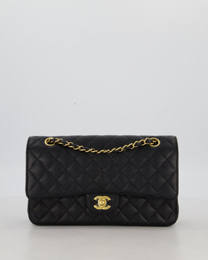 Chanel Black Medium Classic Double Flap Bag in Caviar Leather with Gold Hardware