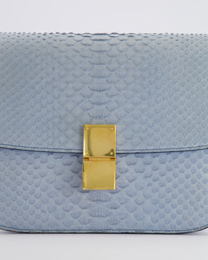 Céline Baby Blue Medium Box Shoulder Bag in Python Leather with Gold Hardware&nbsp;