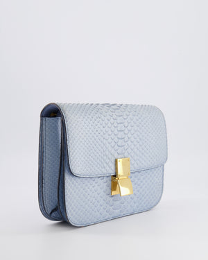 Céline Baby Blue Medium Box Shoulder Bag in Python Leather with Gold Hardware&nbsp;
