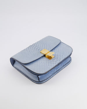 Céline Baby Blue Medium Box Shoulder Bag in Python Leather with Gold Hardware&nbsp;