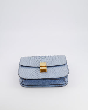 Céline Baby Blue Medium Box Shoulder Bag in Python Leather with Gold Hardware&nbsp;