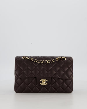 Chanel Brown Small Classic Double Flap Bag in Lambskin Leather with Silver Hardware