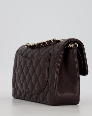 Chanel Brown Small Classic Double Flap Bag in Lambskin Leather with Silver Hardware
