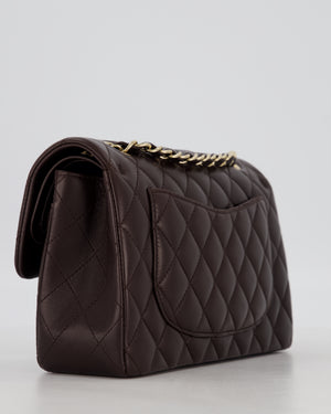 Chanel Brown Small Classic Double Flap Bag in Lambskin Leather with Silver Hardware