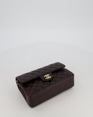Chanel Brown Small Classic Double Flap Bag in Lambskin Leather with Silver Hardware