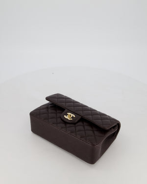 Chanel Brown Small Classic Double Flap Bag in Lambskin Leather with Silver Hardware