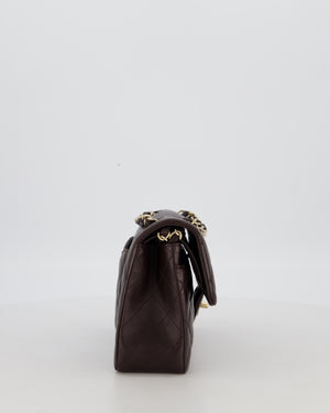 Chanel Brown Small Classic Double Flap Bag in Lambskin Leather with Silver Hardware