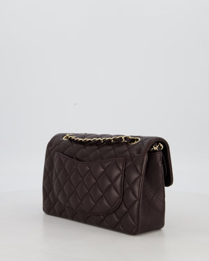 Chanel Brown Small Classic Double Flap Bag in Lambskin Leather with Silver Hardware