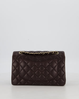 Chanel Brown Small Classic Double Flap Bag in Lambskin Leather with Silver Hardware