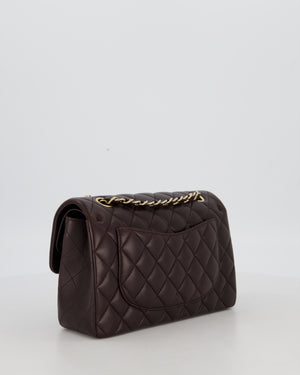 Chanel Brown Small Classic Double Flap Bag in Lambskin Leather with Silver Hardware