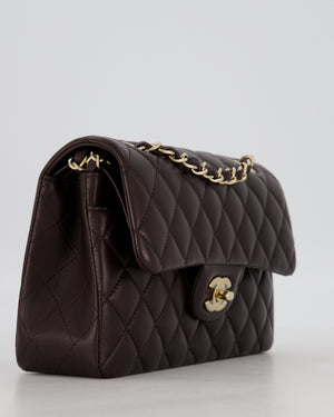 Chanel Brown Small Classic Double Flap Bag in Lambskin Leather with Silver Hardware