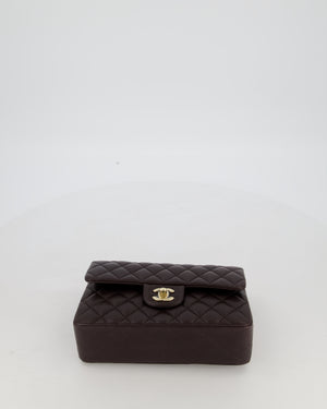 Chanel Brown Small Classic Double Flap Bag in Lambskin Leather with Silver Hardware