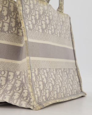 Christian Dior Grey and Ecru Medium Book Tote in Oblique Embroidery