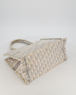 Christian Dior Grey and Ecru Medium Book Tote in Oblique Embroidery