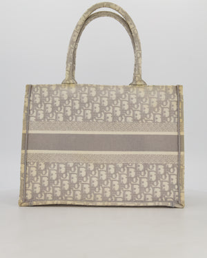 Christian Dior Grey and Ecru Medium Book Tote in Oblique Embroidery