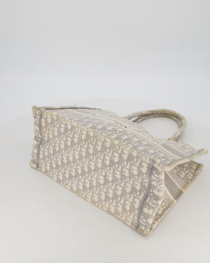 Christian Dior Grey and Ecru Medium Book Tote in Oblique Embroidery
