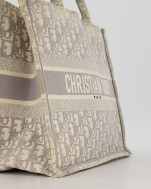 Christian Dior Grey and Ecru Medium Book Tote in Oblique Embroidery