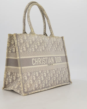 Christian Dior Grey and Ecru Medium Book Tote in Oblique Embroidery
