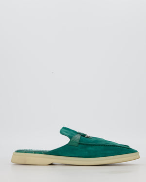 Loro Piana Green Suede and Croc Babouche Charms Mules Size EU 38